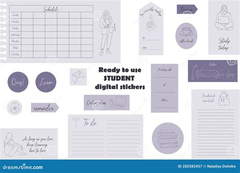 Digital Note Papers And Stickers For Bullet Journaling Or Planning