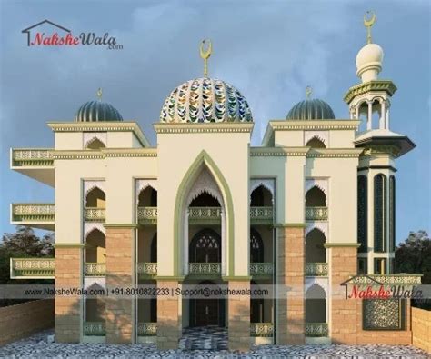 90x110sqft Masjid Architecture And Design Muslim Mosque 3d Elevation