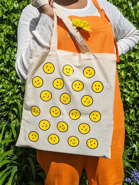 Smiley Face Tote Emoji Aesthetic Y K Tote Bag Smile Etsy Ireland