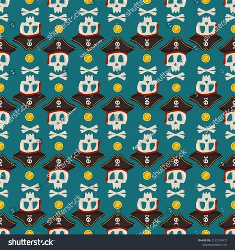 Seamless Pattern Skeleton Skull Crossbones Pirate Stock Vector Royalty