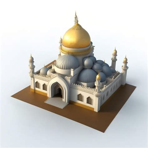 Premium Photo A Model Of A Mosque With A Gold Dome