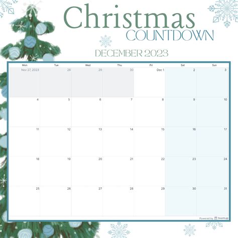 Christmas Countdown Calendar Templates - Teamup.com