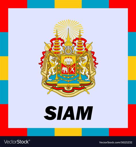 Official Ensigns Flag And Coat Of Arm Siam Vector Image