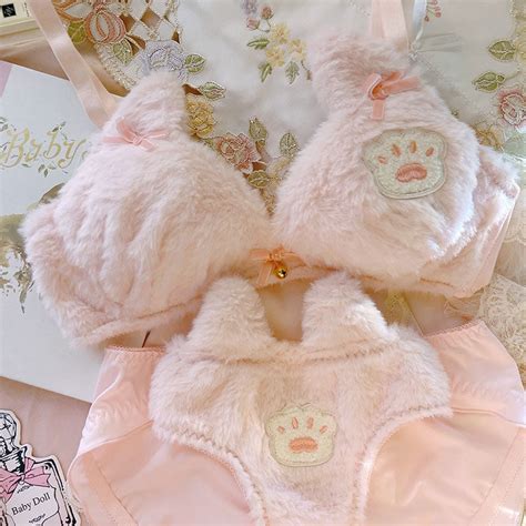 Fuzzy Teddy Lingerie Set Furry Brown Bear Cute Kawaii Babe