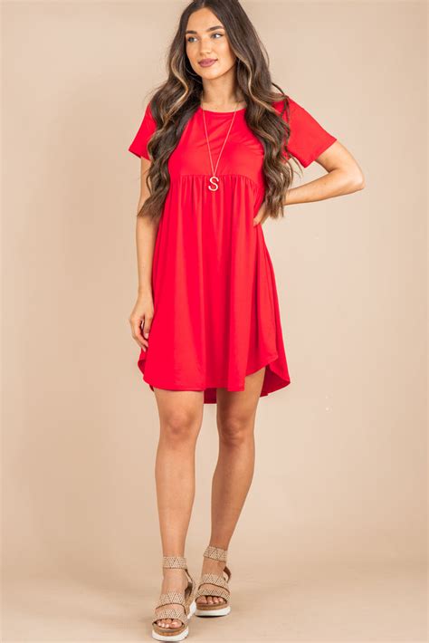 Casual Red Babydoll Dress Light Dress Shop The Mint