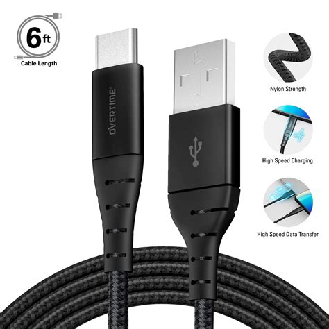 Overtime Usb Type C Premium Braided Cable Fast Rapid Charging Usb Cable