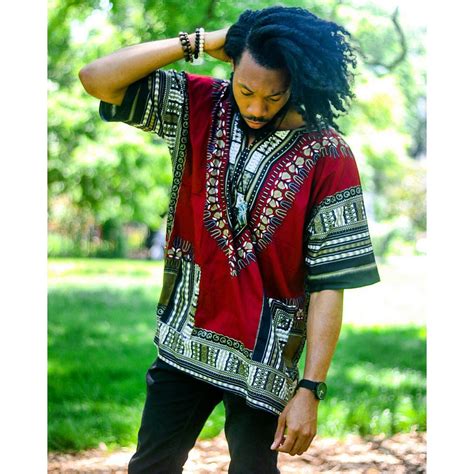 Carmine Red African Dashiki Shirt Dashikikiss