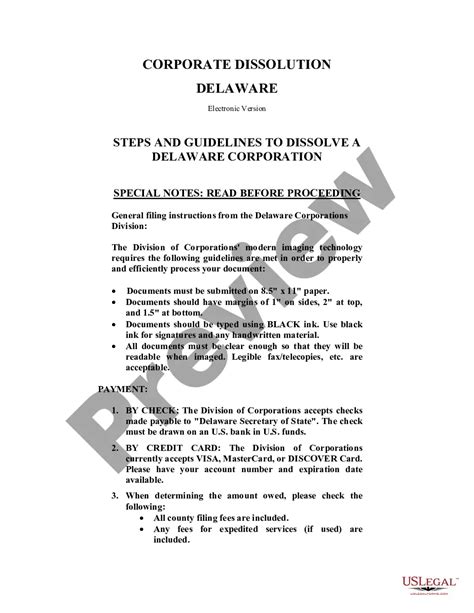 Delaware Dissolution Package To Dissolve Corporation Dissolution