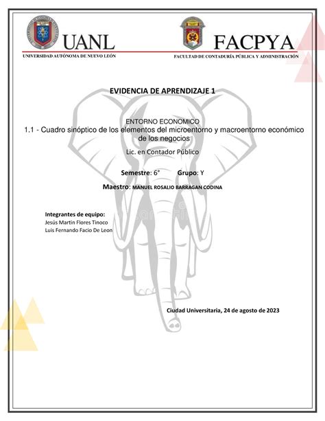 Entorno Economico Ev1 Evidencia 1 Universidad AutÓnoma De Nuevo LeÓn Facultad De ContadurÍa