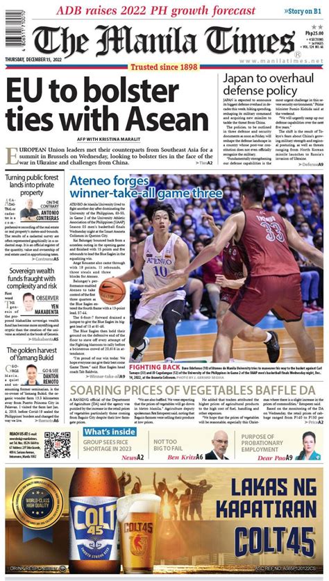 The Manila Times Front Page | December 15, 2022 | The Manila Times