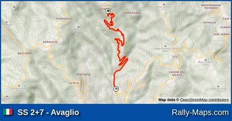 SS 2 7 Avaglio stage map Rally Città di Pistoia 1994 Rally Maps