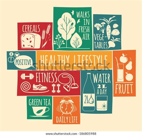 Healthy Lifestyle Icons Set Stock Vector (Royalty Free) 186805988