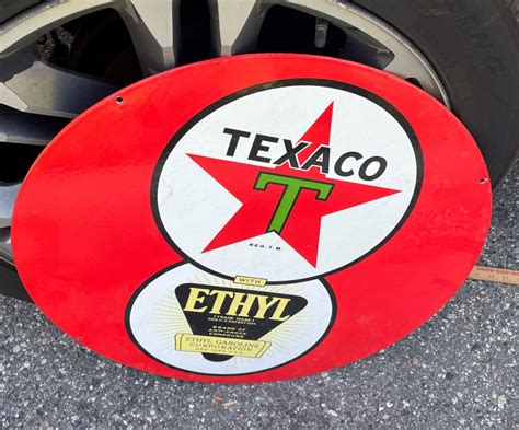 Lot Texaco Porcelain Double Sided Ethyl Sign Very Rare