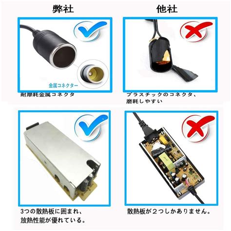 Panasonn Ac Dc 電源変換 シガーソケット コンセント 12v Acアダプター 10a 120w 車コンバーター 車用品を家庭用へ