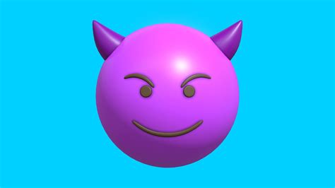 Evil Purple Emoticon Emoji or Smiley - Buy Royalty Free 3D model by ...