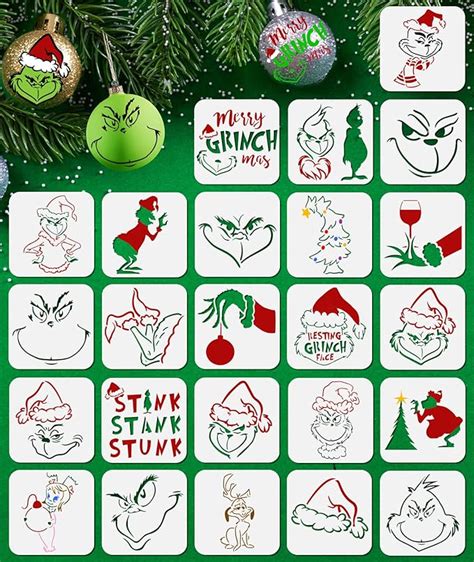 Gygot 24 Pcs Small Christmas Stencils For Painting 3x3 Inch Reusable Christmas