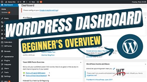 Wordpress Dashboard Overview Beginners Tutorials 2022 Youtube