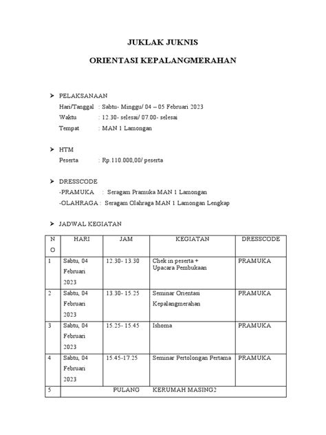 Contoh Juklak Juknis Orientasi Pdf