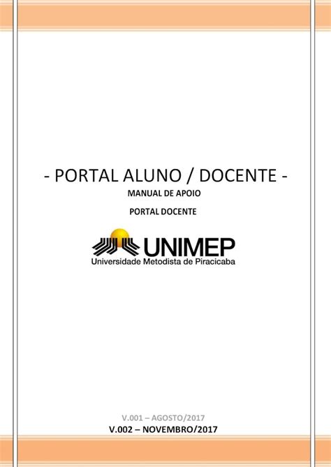 PDF MANUAL DE APOIO PORTAL DOCENTE Unimep Edu Brunimep Edu Br Ajuda