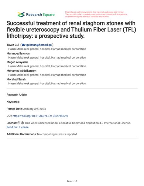 Pdf Successful Treatment Of Renal Staghorn Stones With Flexible