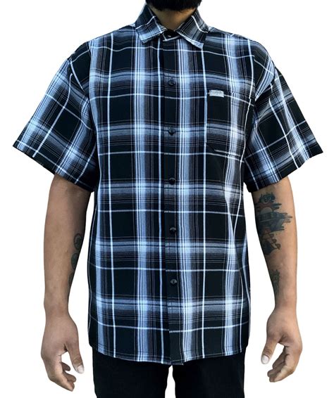 Mens Caltop Short Sleeve Plaid Checker Button Up Polyester Shirt