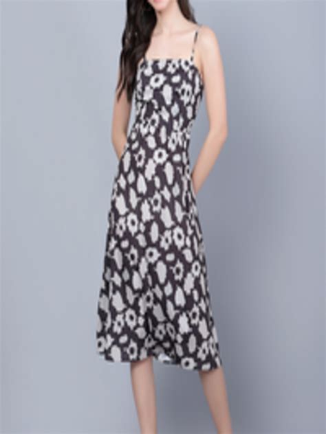 Buy Mast And Harbour Black Abstract Printed A Line Midi Dress Dresses