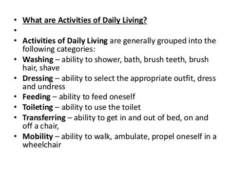 Activities of daily living