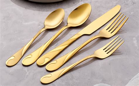 Seeshine Gold Silverware Set For 6 30 Piece Stainless Steel Flatware