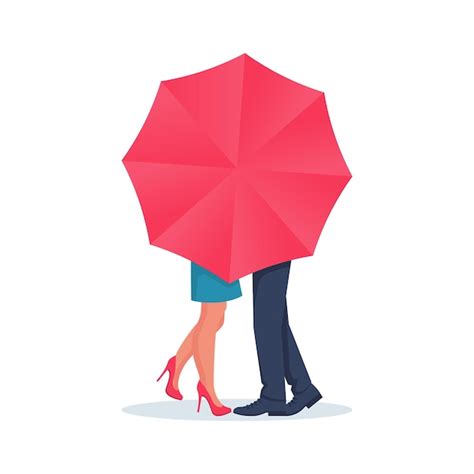 Kiss In The Rain Red Umbrella