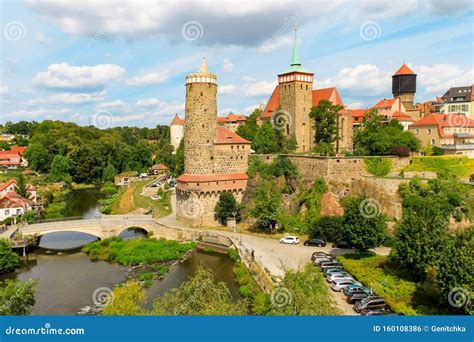 Bautzen , Saxony , Germany â€“ August, 9th 2019: Bautzen Old Town with Fortifications and Towers ...