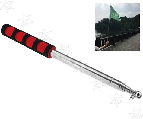 Black Red Handheld Telescopic Flag Pole 2M Extendable Portable 28 x 2.5 ...