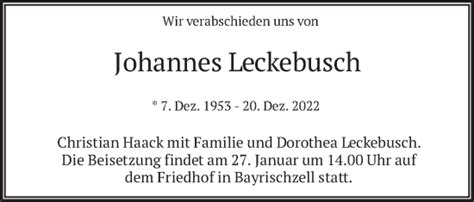 Traueranzeigen Von Johannes Leckebusch Trauer Merkur De