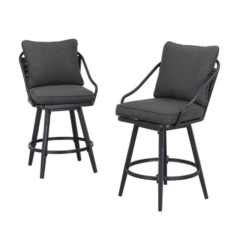 Top Home Space Swivel Metal Outdoor Bar Stool With Dark Grey Cushion 2