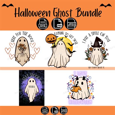 Halloween Ghost Svg Ghost SVG Bundle Cute Halloween Svg Spooky Ghost