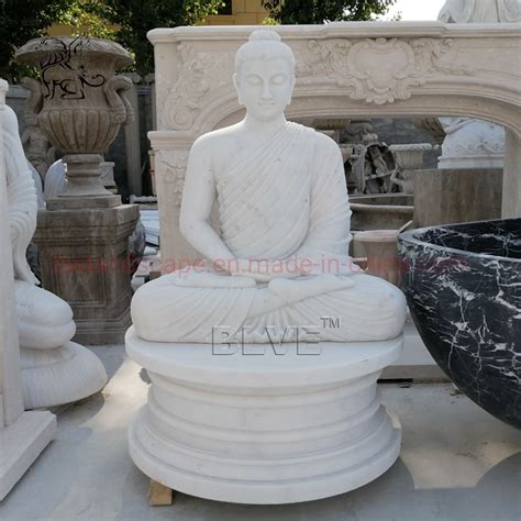 Blve Outdoor Handcarved Budda Statue Sitting Marble Garden Buddha