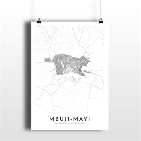 Mbuji Mayi map Mbuji Mayi DRC city map print map poster | Etsy