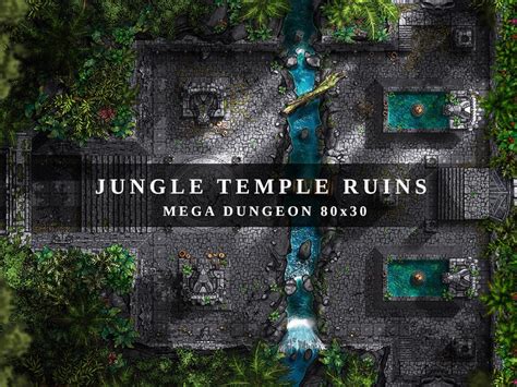 Jungle Temple Ruins Battlemap, Dnd Battle Map, Battle Map, Dungeons and ...