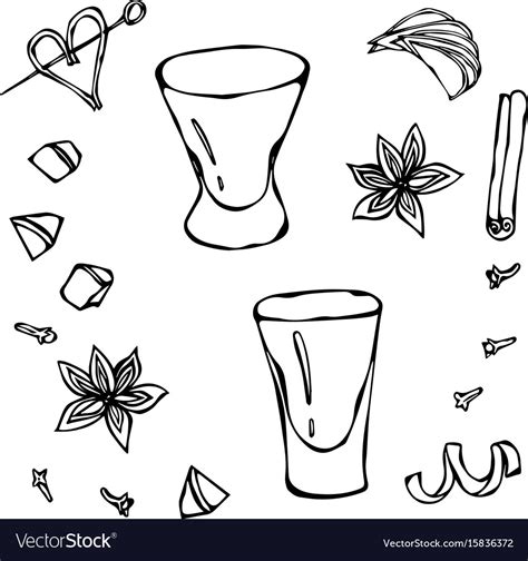 Shot Glass Sketch Hand Drawn Royalty Free Vector Image