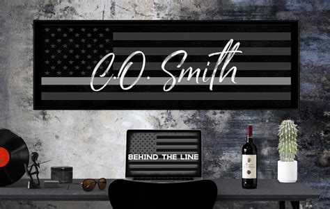 Corrections Officer Thin Silver Line Canvas Wall Art Etsy