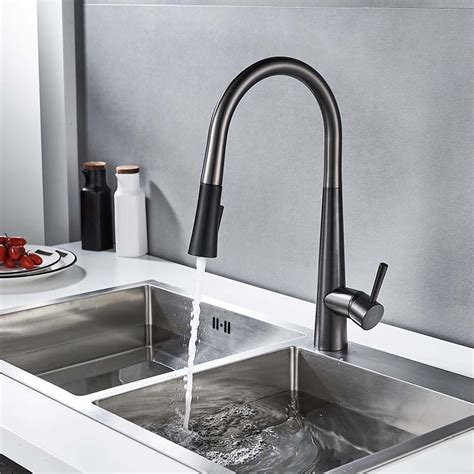 Momali Modern Gun Color Pull Out Sink Kitchen Tap China Pull Out