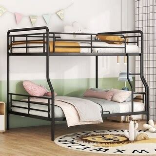 Full Xl Over Queen Metal Bunk Bed Featuring A Streamlined Iron Crafted