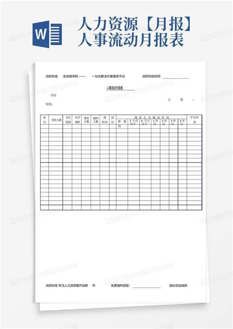 人力资源【月报】人事流动月报表word模板下载编号lpoakzvz熊猫办公