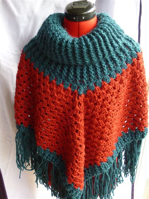 Cowl Neck Poncho Crochet Poncho By Uniquelysam On Etsy