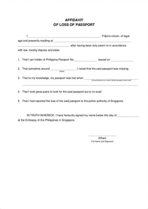 Affidavit Of Loss Fillable Form Printable Forms Free Online