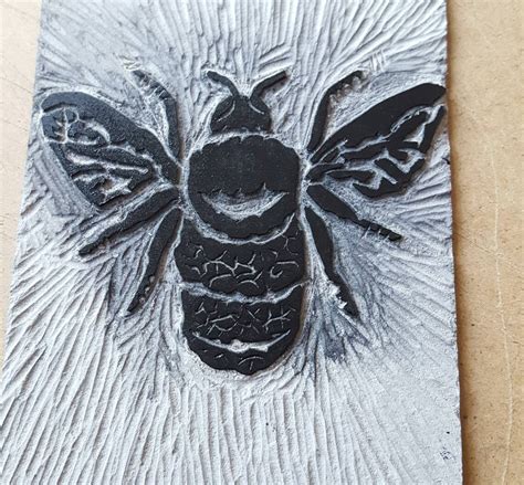 Bumble Bee Linocut Print Black And White Lino Cut Image Etsy