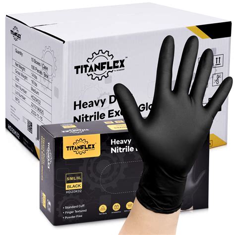 TitanFlex Disposable Nitrile Exam Gloves 6 Mil Black Heavy Duty