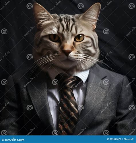 Gato Con Traje Y Corbata Foto De Archivo Imagen De Serio 299946670