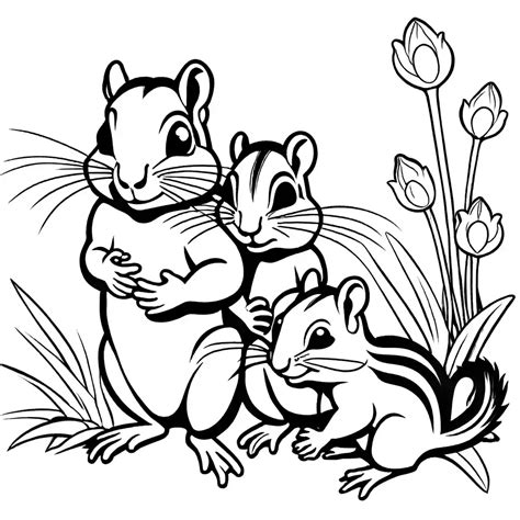 Chipmunk family coloring page Lulu Pages