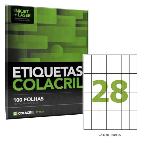 Etiqueta Adesiva A4 CA4328 30 X 74 25 Mm 100 Folhas Colacril