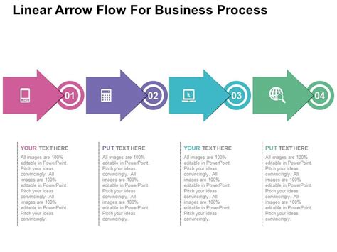 Linear Arrow Flow For Business Process Flat Powerpoint Design Powerpoint Presentation Designs